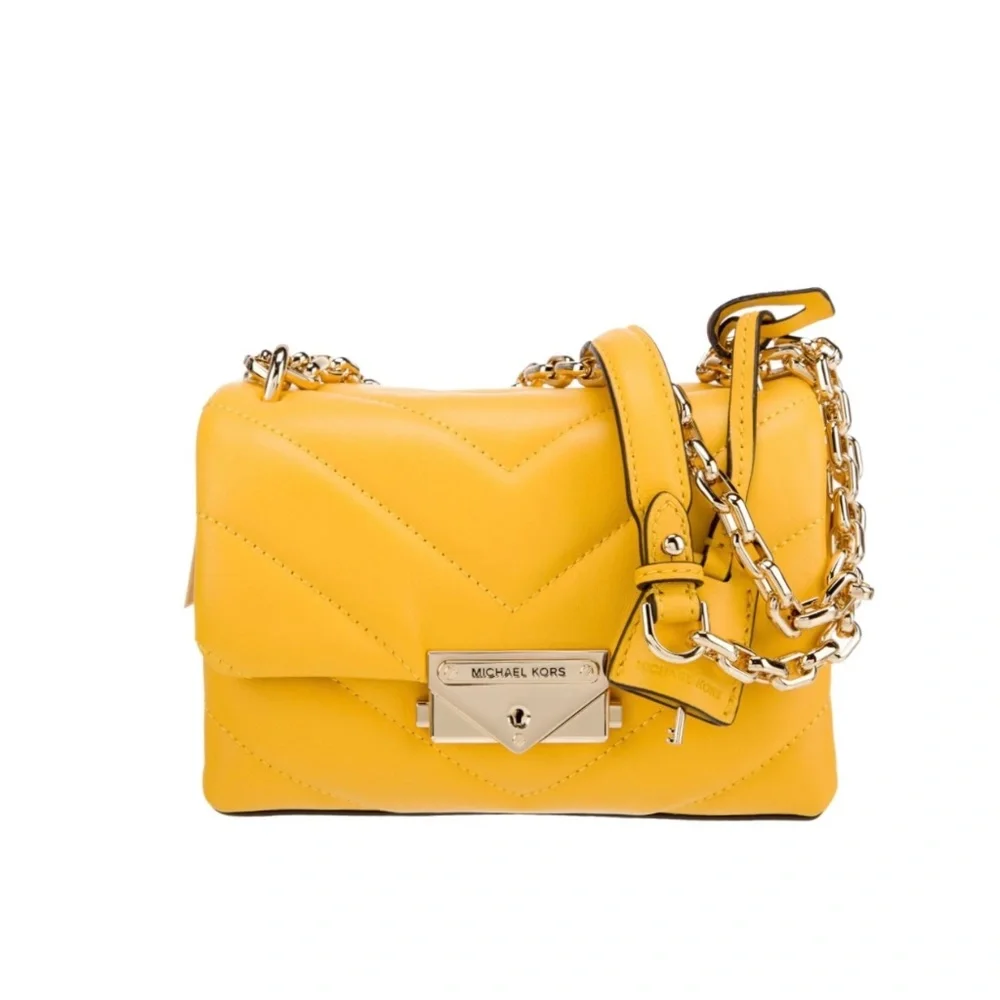 Michael Kors Cece Sunflower Yellow Quilted Leather Small Crossbody Bag NWT - Picture 6 of 11